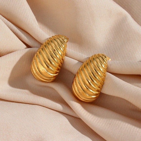 Gold Textured Everyday Earrings*Minimalist Jewelry*Waterproof and Sweatproof - Picture 3 of 8